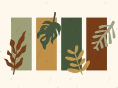 an image of leaves and plants in different colors