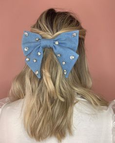 Denim Bag Diy, Hair Accessories Vintage, Bow Fashion, Hair Clips Diy, Bows Diy Ribbon, Christmas Gel Nails