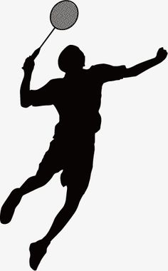 the silhouette of a man playing tennis is black and white, with a racket in his hand