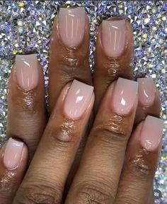 Matte Gel Nails Short, Nude Nail Designs Square, Ombre Short Nails, Nude Nails Black Women, Prom Nail Inspo, Military Nails, Plain Acrylic Nails, Natural Looking Acrylic Nails, Overlay Nails