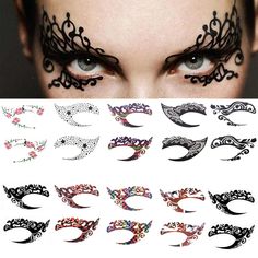 PRICES MAY VARY. ✅ Add a touch of mystery to your party with this stylish eye tattoo sticker, which features a Halloween pattern in a classic, glamorous black style. ✅ Eye shadow and eyeliner transfer stickers are available in different colors and designs, please choose the right one for the occasion. ✅Perfect for costume parties and photo studios, this eye shadow sticker will make you stand out at the party. It can be the perfect gift for friends and family. ✅Made from high-quality raw material Stickers On Face, Tattooed Freckles, Girl Halloween Makeup, Eyeliner Stickers, Shadow Tattoo, Eye Makeup Application, Tattoo Makeup, Makeup Stickers, Bold Makeup Looks