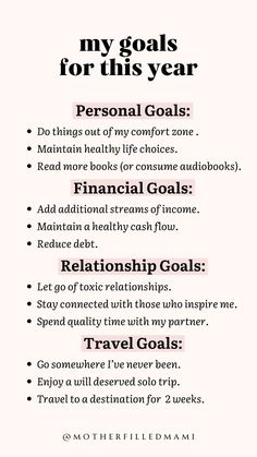 a poster with the words'my goals for this year '