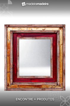 a wooden frame with a mirror on top of it