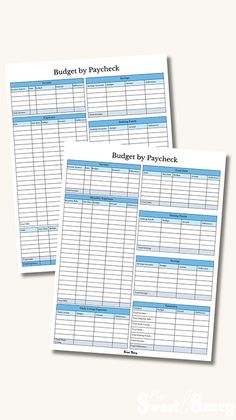 two printable budget worksheets with the words budget by paycheck on them