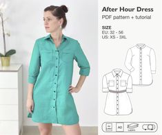 a women's shirt dress sewing pattern