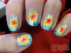 Nail December, Tye Dye Cake, Ty Dye, Hippie Nails, Tie Dye Nails, Tie Dye Hippie, Daily Nail, Her Nails, Eye Makeup Remover