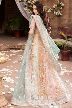 Stunning Elegant Lehenga Choli Bridal Pakistani Wedding Dress Multicolor Sharara With Sheer Dupatta For Wedding, Multicolor Wedding Gown With Sheer Dupatta, Multicolor Traditional Wear With Sheer Dupatta For Wedding, Traditional Multicolor Gown With Sheer Dupatta, Multicolor Wedding Choli With Sheer Dupatta, Wedding Lehenga With Multicolor Embroidery And Sheer Dupatta, Multicolor Wedding Gown With Dupatta, Multicolor Wedding Gown For Eid, Festive Multicolor Gown With Sheer Dupatta