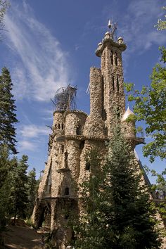 the castle is made out of rocks and trees