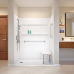 a bathroom with a sink, mirror and bathtub