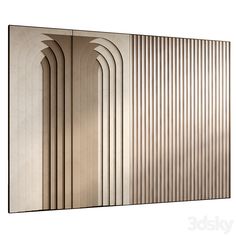 an art deco wall with vertical lines and arches on the sides, in beige tones