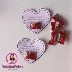 two valentine's day cards with candy in the shape of hearts, one for someone else