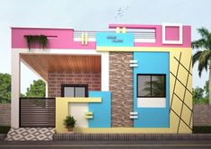 this is a 3d rendering of a colorful house