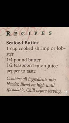 a recipe card for seafood butter