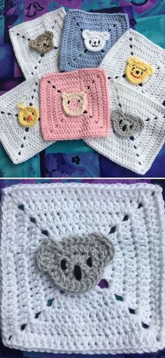 crocheted baby blankets with teddy bears on them