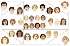 a group of people with different hair colors and hairstyles are arranged in a pyramid