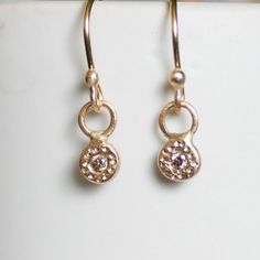 Tiny Diamond Dangle Earrings - Choose Brown OR White Diamonds - Diamond Pebble… Dainty Yellow Gold Earrings With Rose Cut Diamonds, Dainty Diamond-cut Diamond Earrings, Fine Jewelry Flower-shaped Earrings With Single Cut Diamonds, Luxury Dainty Diamond-cut Earrings, 14k Gold-filled Diamond Cut Earrings Gift, Diamond Dangle Earrings, Tiny Diamond, Recycled Gold, Diamond White