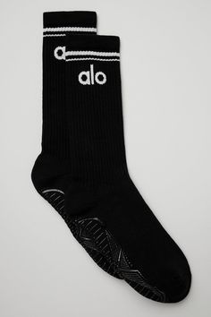 Women's Throwback Barre Sock - Black/White | Alo Yoga Barre Clothes, Essential Clothes, Barre Socks, Workout Bottoms, Barre Classes, Pure Barre, Non Slip Socks, Bath And Body Works Perfume