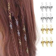 PRICES MAY VARY. Hair Spiral Beads Coils: Vintage silver and gold dreadlocks coil looks like a snake, each dreadlock coil measures 1in in length, and 0.3in in diameter. Classic and elegant, will definitely decorate your hair in an attractive way, help to show your personality. Attractive Hairstyle: They gave you extra hair accessories when you want to add something extra on your hair, making your hairstyle more attractive. You can apply them on braids, ponytails, dreadlocks and twists, ect. 18 P Snake Braids, Loc Hair Jewelry, Snake Braid, Hair Braid Beads, Spiral Braid, Snake Hair, Dreadlock Jewelry, Dreadlock Accessories, Hair Cuffs