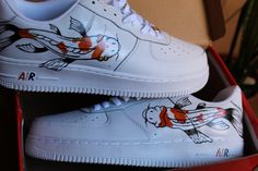 Koi fish nike air force one Hi im new at this page i draw on nike air force one with angelus paint and finisher. Shoes are waterproof and strach proof .if you want your own design contact me .❤️ Koi Fish Shoes, Angelus Paint, Coy Fish, Painted Shoes Diy, Nike Air Force One, Shoes Diy, Air Forces, Air Force One, Nike Air Force Ones