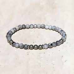 Jasper and Larvikite Mens Bracelet Gray Adjustable Spiritual Bracelet, Adjustable Jasper Bracelets With 8mm Beads, Adjustable Jasper Bracelet Gift, Larvikite Bracelet, Spiritual Jasper Bracelet Jewelry, Spiritual Jasper Bracelet, Black Labradorite, Negative Energy, Mens Bracelet