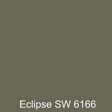 the color eclipse sw 616 is shown in this dark gray paint swatch with white trim