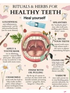 Rituals And Herbs For Healthy Teeth -Heal Yourself digital downloads دورة شهرية, Medical Herbs, Teeth Health, Teeth Care, Natural Health Remedies