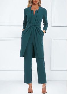 Color:Turquoise;Size:XL;Size:XXL;Package Contents:1 X Jumpsuit;Occasion:Other;Style:Casual; Green Jumpsuits And Rompers For Fall Workwear, Turquoise Jumpsuit, Jumpsuit And Cardigan, Elegant Dresses Plus Size, Trendy Jumpsuit, Shirt Tunic Top, Jumpsuit Pattern, Jumpsuit With Sleeves, Ankle Length Pants