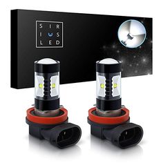 pair of led headlight bulbs for cars with white light on the front and side