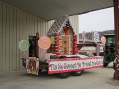 a large truck decorated with candy and decorations