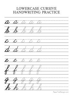 the lowercase cursive handwriting practice sheet