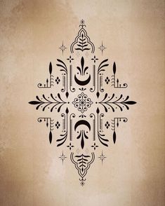 an ornate design on a beige background