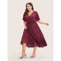 Body Bust: 38.2-40.2" Waist: 31.9-33.9" Hips: 42.1-44.1" Product Length: 49.6" Fit & Sizing Stretch: No Stretch Sleeve Length: Short Sleeve Fit Type: Regular Fit Dresses Length: Midi Dress Other Info Season: Summer Color: Burgundy Neckline: V-Neck Sleeve Type: Ruffle Sleeve Pattern Type: Plain Pocket: Side Seam Pocket Belt: No-Belt Fabric Composition: 100% Polyester From Smoke Free Home New With The Tags Ruffle Sleeves Pattern, Flutter Dress, Scalloped Trim, Sleeve Pattern, Summer Color, Pocket Belt, Womens Clothing Sizes, Pocket Dress, Trendy Dresses