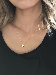 "Beautiful and delicate dainty gold filled necklace, perfect for everyday wear. This nugget pendant necklace in 14k gold filled with sterling silver. Necklace Length: 15 1/2\" + extension 2\" ♥Shipping♥✈ It will take approx 3-5 business days to US, and 1 - 2 weeks to all of the countries. All orders would be shipped it out within 1 to 2 business days. ♥GREETINGS♥ If you are buying gifts for someone and have them mailed to the person directly, we are always happy to add a personal greeting for yo Minimalist Everyday Initial Necklace With Birthstone, Gold Dainty Charm Necklace For Everyday, Simple 14k Gold-filled Charm Necklaces, Minimalist Gold Charm Necklace For Mother's Day, Dainty Gold Charm Necklace For Everyday, Simple Gold Charm Necklace In 14k Gold Filled, Dainty Hammered Charm Necklaces For Everyday, Simple Gold Charm Necklace 14k Gold Filled, Simple Gold-colored Sterling Silver Initial Necklace