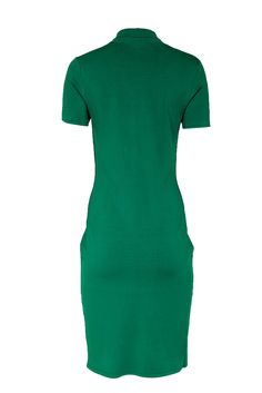 Stay cool, comfortable, and stylish in this Yigal Azrouel midi dress! The Kelly green color adds a pop of fun to your wardrobe, while the short sleeves and collared neckline keep it versatile. Perfect for a weekend outing, pair it with slide sandals and a mini bag for effortless style. Size M 87% Rayon, 12% Nylon, 1% Spandex Unlined Quarter button front Collar neckline Short sleeve Bust 34" Waist 16" Shoulder to hem 40.5" Sleeve length 7.5' Trendy Green Knee-length Midi Dress, Green Stretch Midi Dress Casual Style, Casual Green Knee-length Midi Dress, Green Collared Midi Dress For Summer, Green V-neck Short Sleeve Dress For Spring, Green V-neck Short Sleeve Spring Dress, Trendy Stretch Green Midi Dress, Trendy Green Stretch Midi Dress, Green Midi Length Short Sleeve Dress