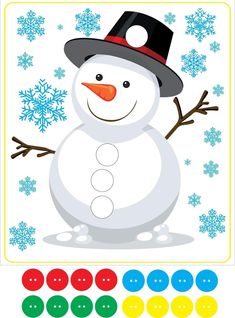 a snowman is shown with different colors and shapes