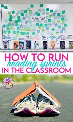 an open book with sticky notes on it and the title how to run reading springs in the classroom