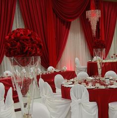 an image of a red and white themed wedding