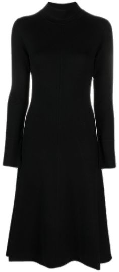 Fall Long Sleeve Dresses With Flattering Silhouette, Fall Long Sleeve Midi Dress With Flattering Silhouette, Fall Midi Dress With Flattering Silhouette And Long Sleeves, Long Sleeve Dress With Flattering Silhouette, Sleek Long Sleeve Dress For Fall, Midi Dress Black, Knitted Dress, Midi Dress With Sleeves, Long Sleeve Midi