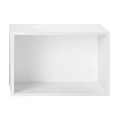 an empty white shelf on a white background