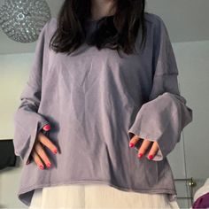 Super Soft And Comfy Free People Shirt. Perfect For Throwing Over Workout Clothes Or Lounging In. Oversized Fit. New With Tags. Purple Long Sleeve Shirt, Free People Shirt, Long Sleeve Cotton Tops, Strappy Crop Top, Long Sleeve Workout, Layered T Shirt, Purple Long Sleeve, Hooded Tops, Fp Movement