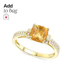 in stock Macy's Diamond Ring With Prong Setting - Gift, Macy's Gemstone Jewelry For Anniversary, Macy's Classic Diamond Ring With Accent Stones, Classic Macy's Diamond Ring With Accent Stones, Classic Citrine Jewelry With Diamond Accents, Classic Yellow Jewelry With Pave Setting, Lab Created Emerald, Cushion Ring, Amethyst Color