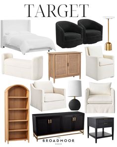 a collage of black and white furniture with the words target above it