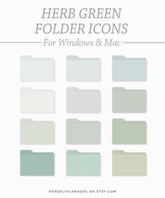 the green folder icons for windows and mac are shown in different colors, including white