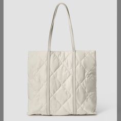 Quilting Design With A Roomy Inner, Stylish And Practical. Featuring An Open Top With Button Closure And An Internal Zip-Fastening Pocket. Lightweight With A Comfortable Handle Length For Wear On The Shoulder Or By The Handle. Size: H 15.3in. X W 16.3in. X D 0.79in. Chic White Quilted Bag, Versatile White Bag For Errands, Trendy White Quilted Shoulder Bag, White Quilted Travel Bag, White Quilted Shoulder Bag For Travel, White Quilted Shoulder Bag, Everyday Quilted Bag For Spring, Beige Quilted Shoulder Bag For Shopping, Quilted Everyday Bag For Spring