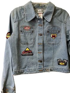 CLIO GRAND PRIX NASCAR TYPE BLUE JEAN JACKET IS SIZE 10 WITH AUTO PATCHES AND TANK TOP IS SIZE L NWT Nascar Jacket, Blue Jean Jacket, Patches Jacket, Blue Jean, Bathroom Interior, Grand Prix, Nascar, Small Bathroom, Jean Jacket