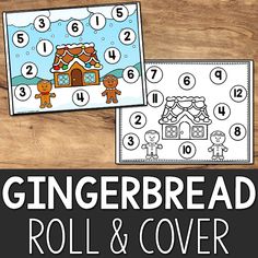 the gingerbread roll and cover game is shown on a wooden table with two pictures