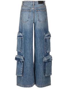 Cargo jeans from Amiri with wide leg, medium waist, medium blue wash, baggy fit. Composition: Denim 100% COTTON Wang Dress, Rocker Chic, Checkered Shirt, Women Cargos, Pleats Please Issey Miyake, Raw Denim, Cargo Jeans, Jeans Jumpsuit, Baggy Fits