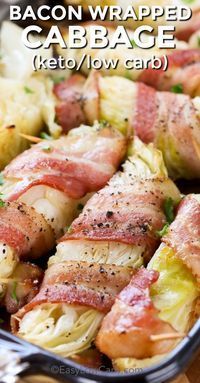 bacon wrapped in lettuce on a white plate