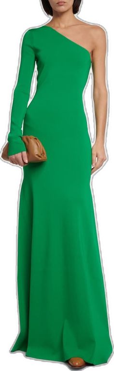 Knitted one-shoulder maxi dress in green - Victoria Beckham | Mytheresa