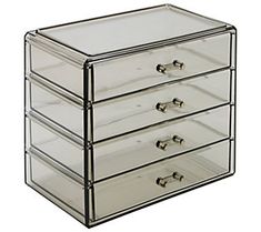 a clear jewelry box with five drawers